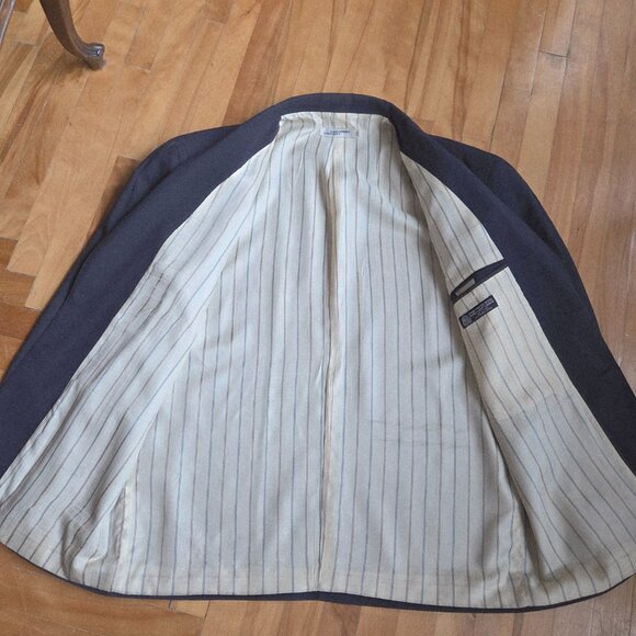 Vintage 90s Denomme Vincent Canadian designer pure wool blue jacket blazer - Picture 11 of 13